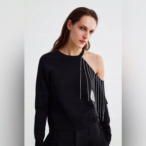 Zara | NWT RHINESTONE EMBELLISHED SWEATER